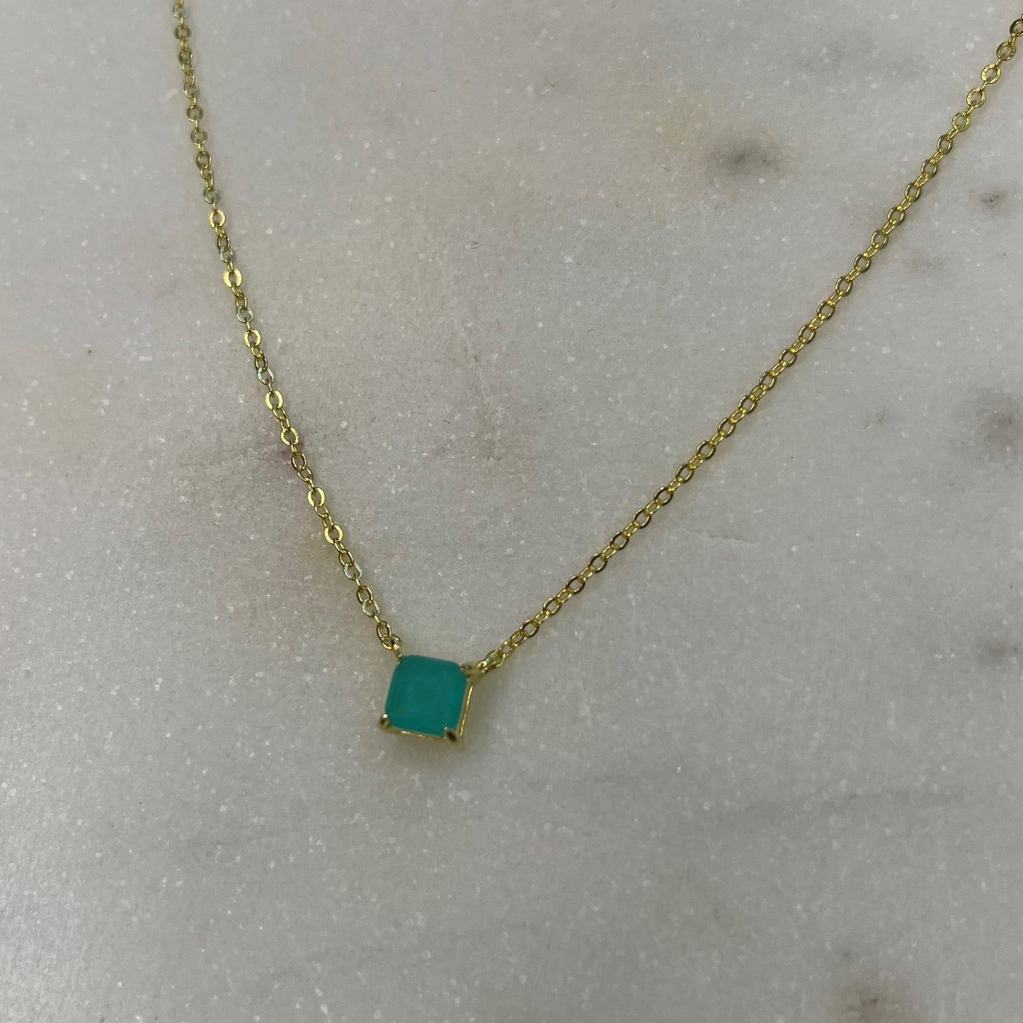 Collar Golden Square Blue Tourmaline