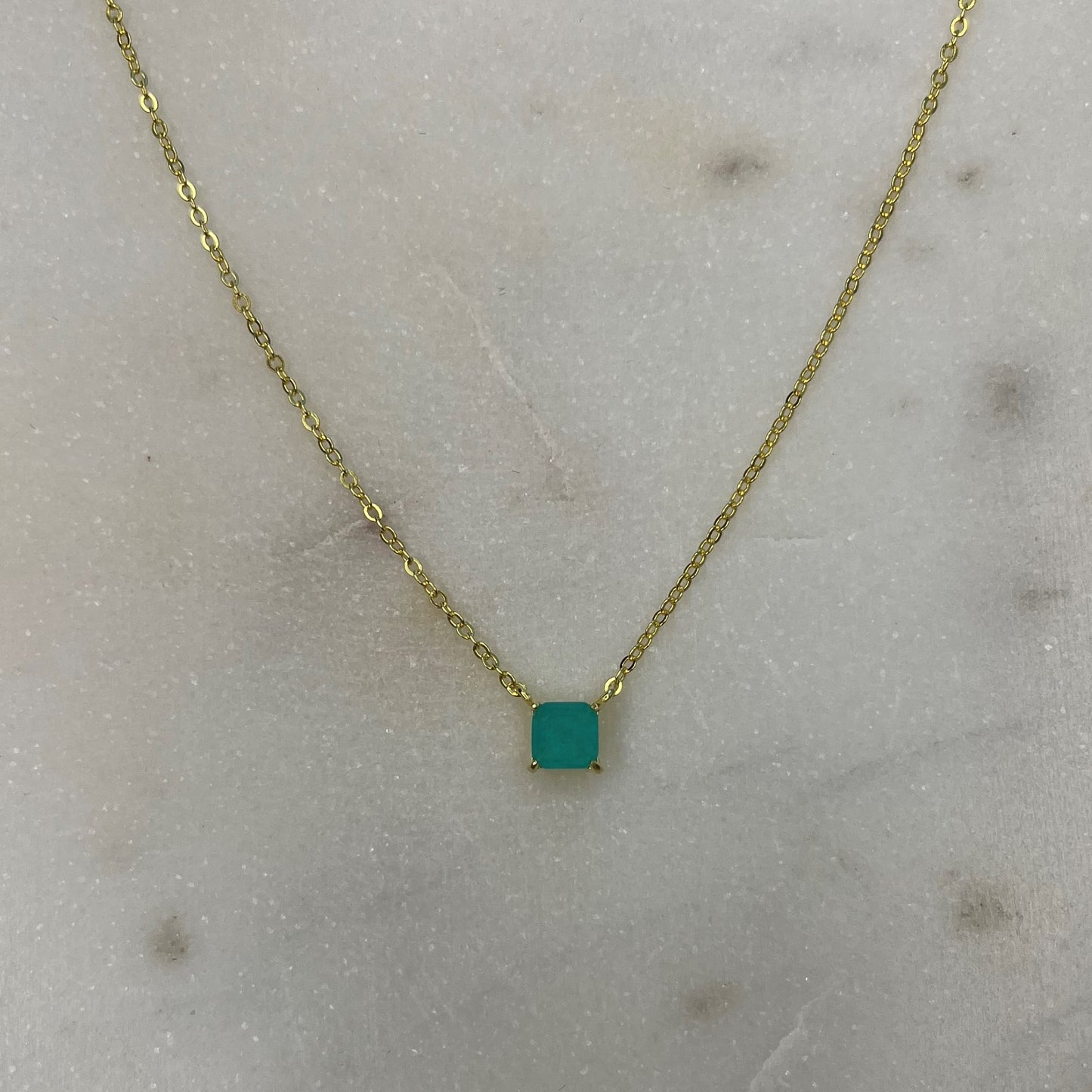 Collar Golden Square Blue Tourmaline