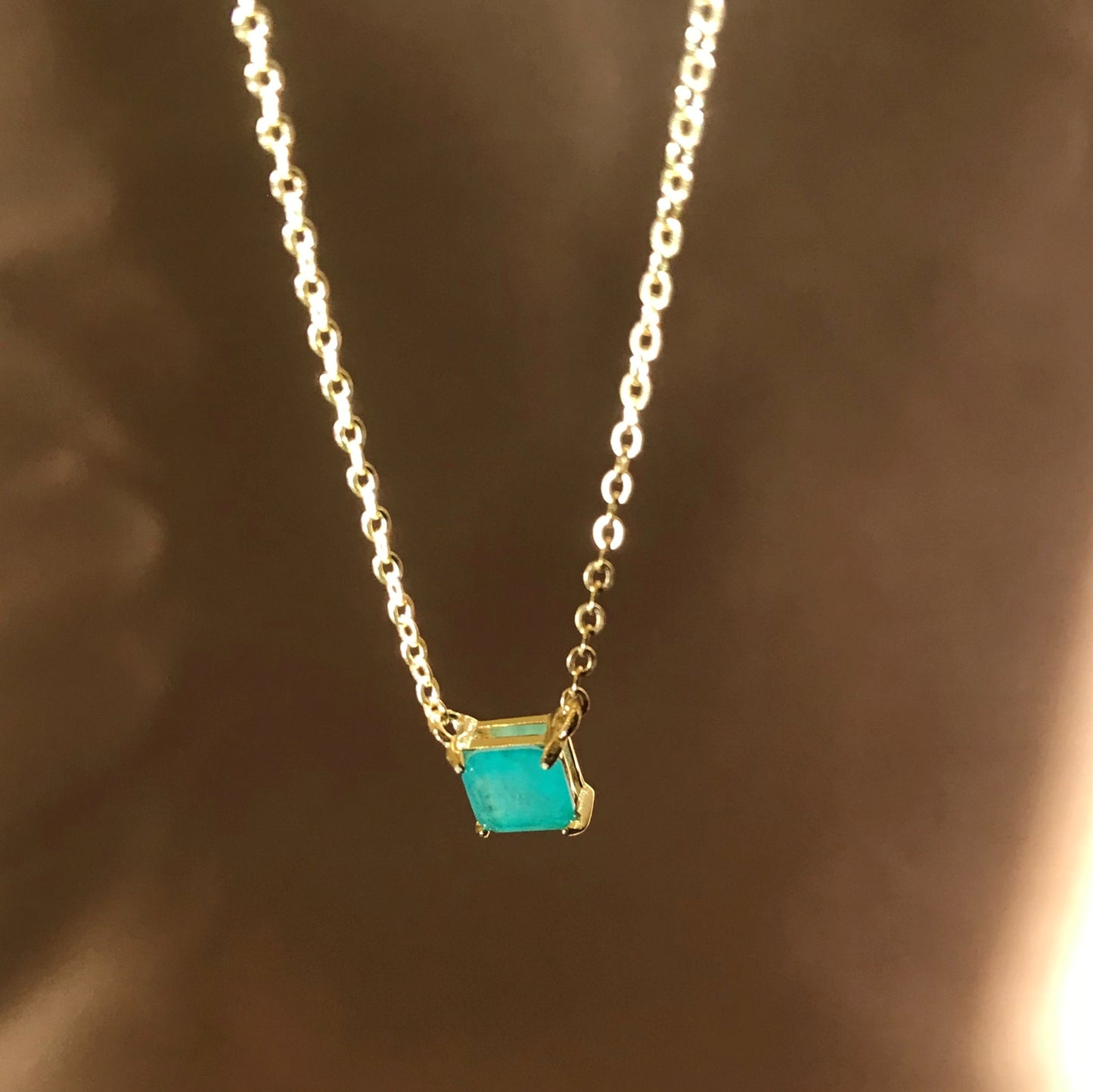 Collar Golden Square Blue Tourmaline