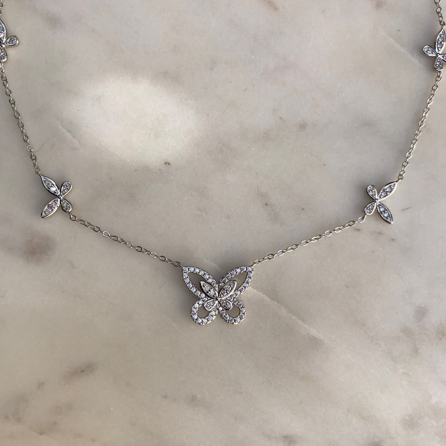 Collar White Diamond Butterfly