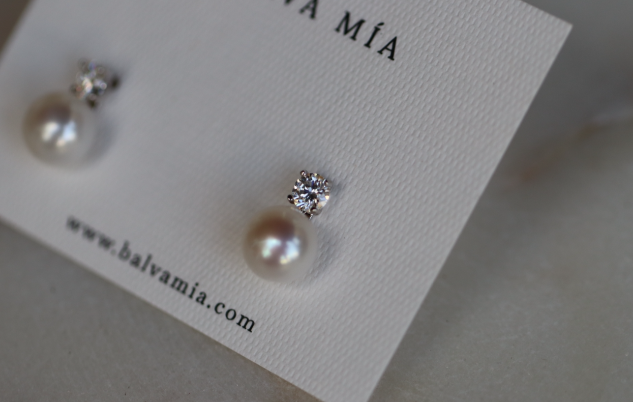 Aretes Francesca Pearl/ Moissanite .3CT