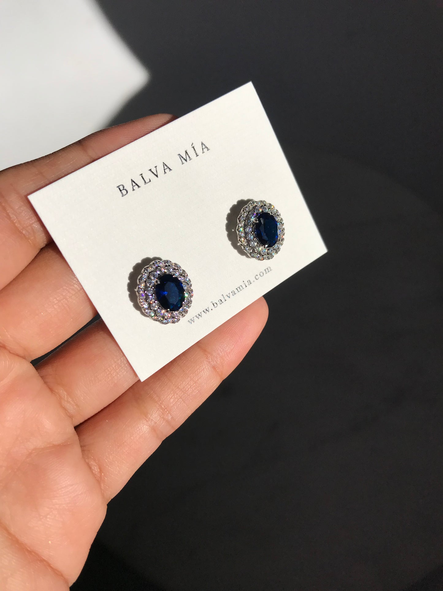 NEW!  Aretes Blue Sapphire Double Halo