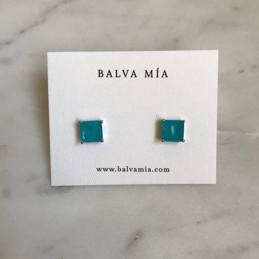 NEW!  Aretes Square Blue Tourmaline