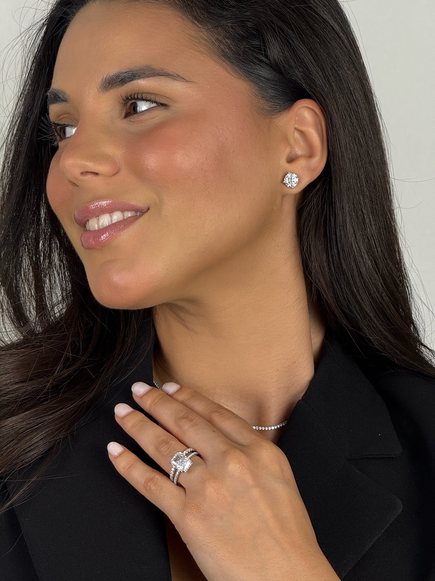 PRE- ORDER! Aretes Round Moissanite 2CT 8mm Silver