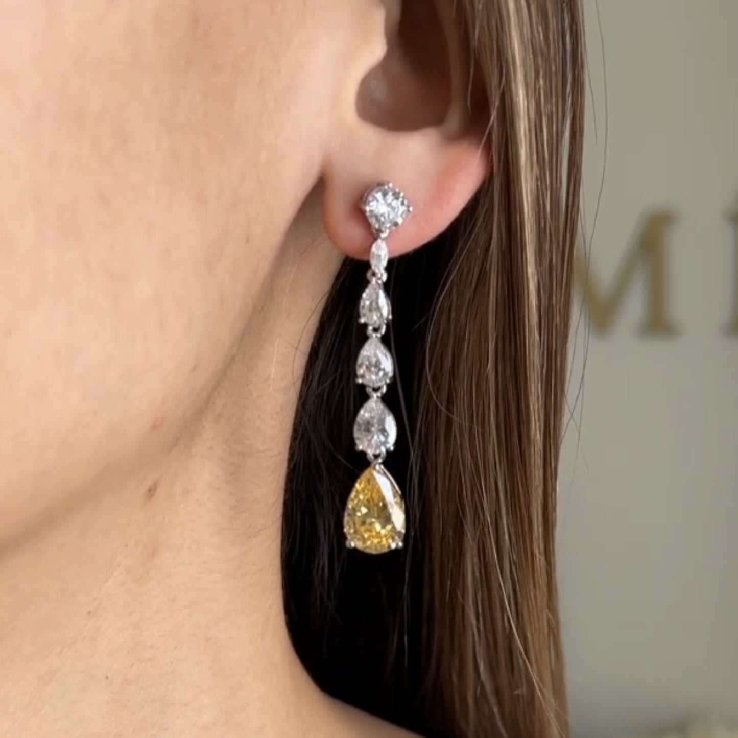 Aretes White Yellow Drop